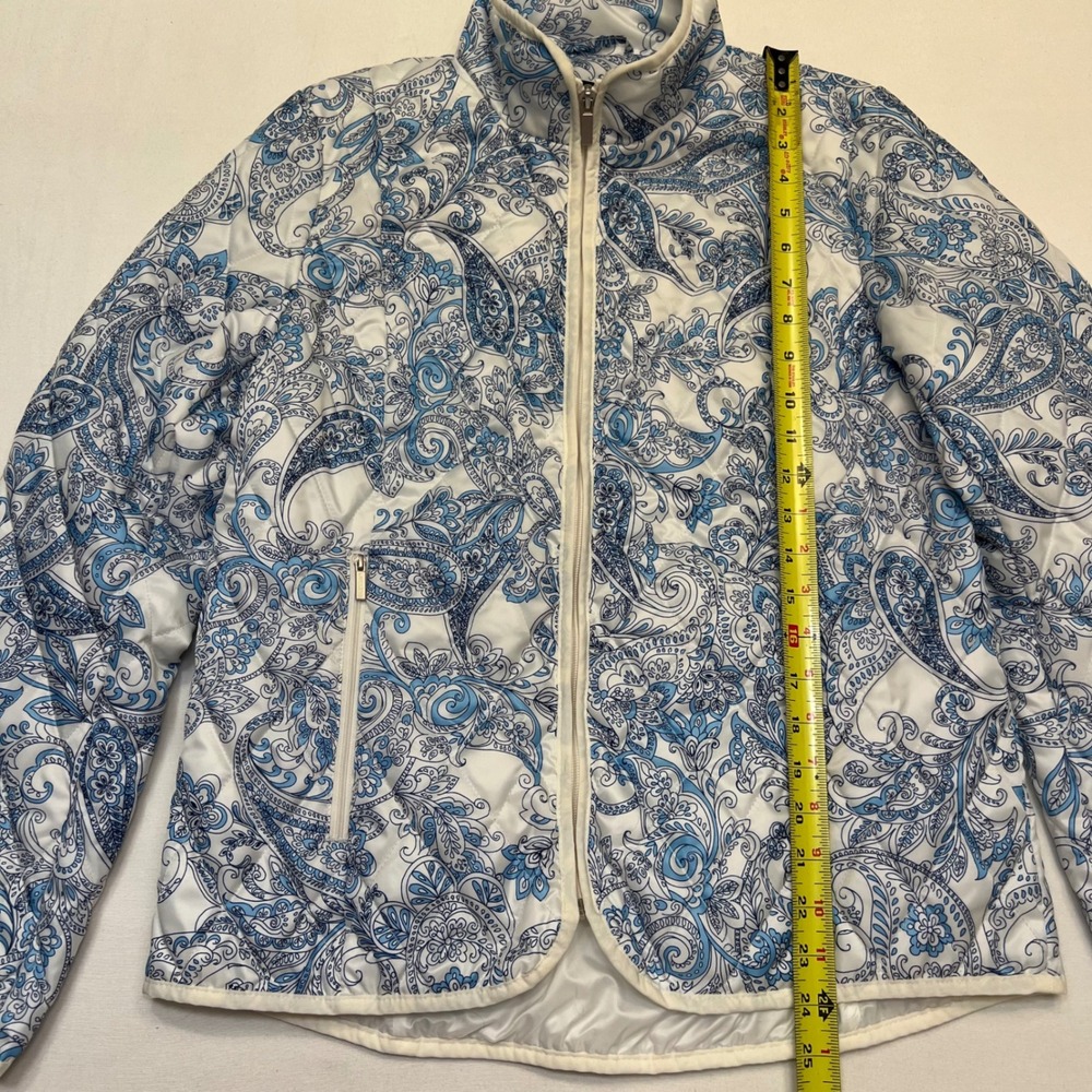 Lands' End Blue White Paisley Coastal Cottage Shabby Chic Quilted Jacket Size M - Picture 4 of 8